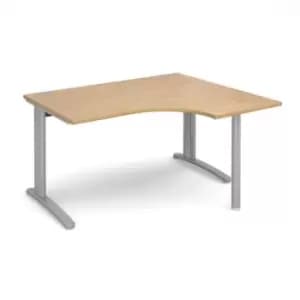Office Desk Right Hand Corner Desk 1400mm Oak Top With Silver Frame 1200mm Depth TR10 TBER14SO