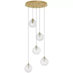 Netlighting Merano Killeen 5 Light Cluster Pendant Ceiling Light Brass Gold Meta