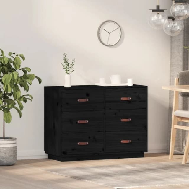 vidaXL Sideboard Black 100x40x75cm Solid Wood Pine, Black 820146