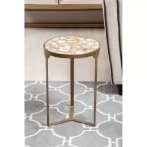 Vizzini Round Agate Side Table Grey