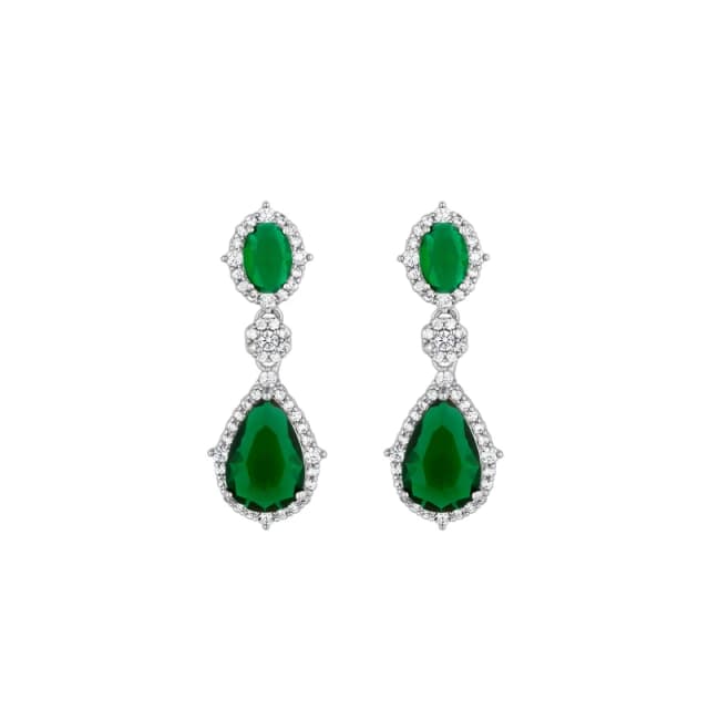 Jon Richard Silver Plated Emerald Pear Drop Earrings Gold