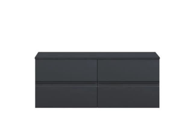 Hudson Reed Urban Wall Hung Countertop Basin Unit, 2 Soft Close Drawers Vanity Unit & Black Worktop In Soft Black, 1200mm