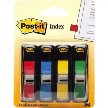 Post it 683 4 Small 12mm Index Repositionable Flags RedGreenBlueYellow