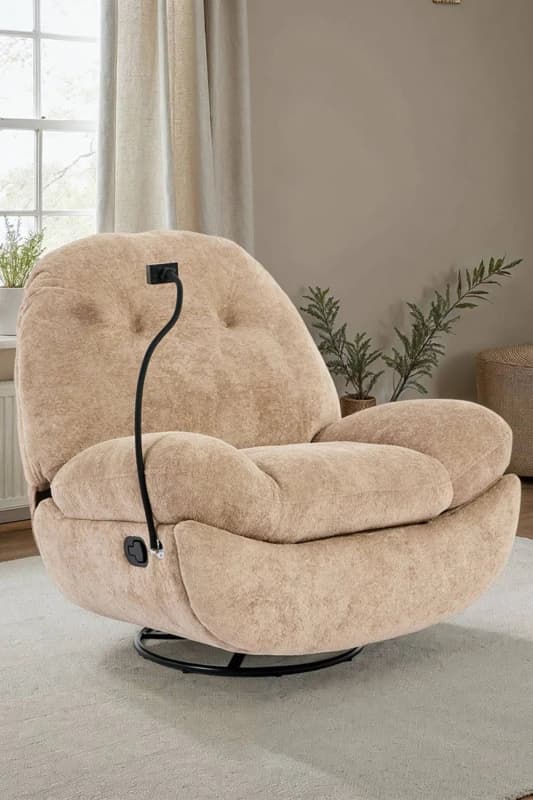 More4Homes Phoenix Manual Recliner Swivel & Rocker Teddy Boucle Fabric Chair