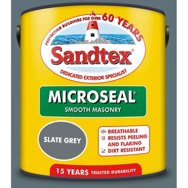 Sandtex Microseal Smooth Masonry Paint - Slate Grey, 2.5L 840785
