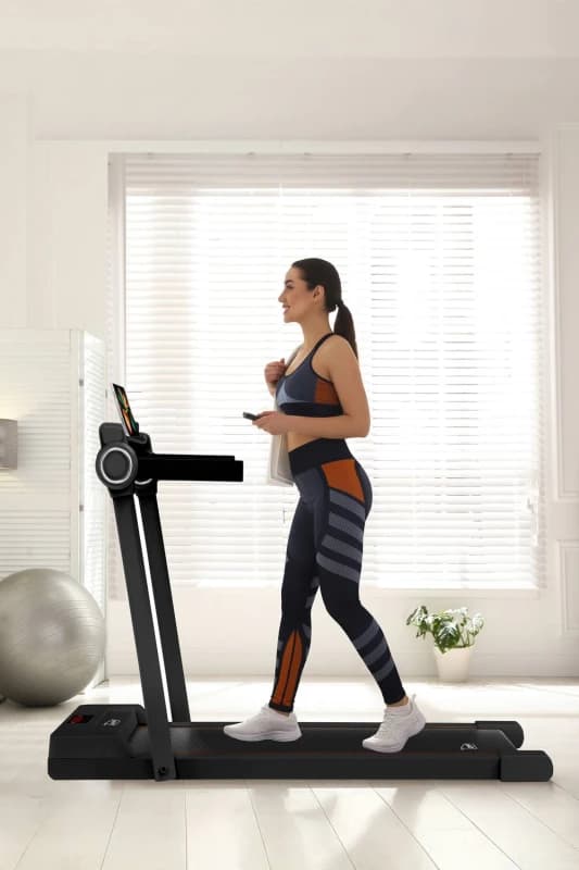 Neo 2 in 1 Home Gym Fitness Small Walking Pad Walking Running Machine Treadmill with Removable Hand Rail in Black Unisex