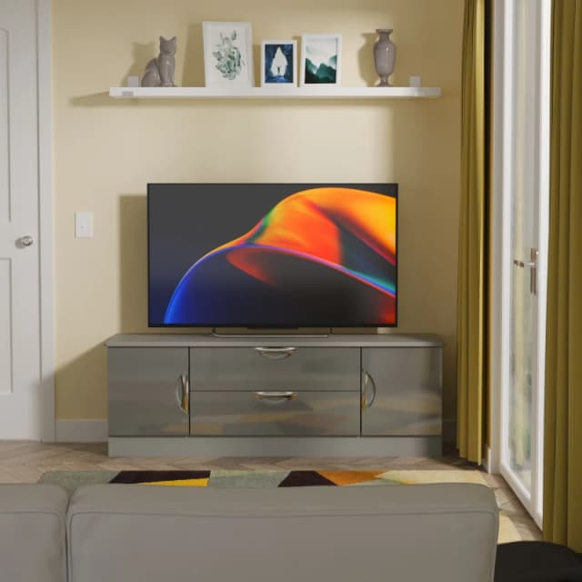 Swift Alva Ready Assembled 2 Door 2 Drawer Wide TV Unit Grey Gloss WPZHJ Unisex