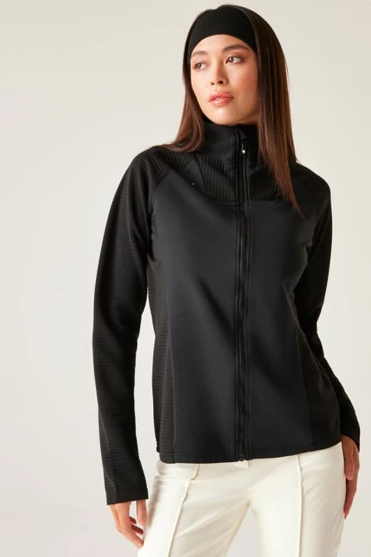 Dare 2b Womens Sleek Full Zip Stretch Insulating Midlayer in Jet Black Size: 10 Jet Black Female 10