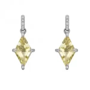 Kite Shaped Lemon Quartz White Gold Earrings GE2384Y