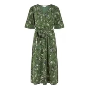 Yumi Green Recycled Bird Print Midi Dress - Green