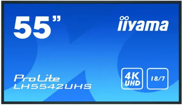 iiyama LH5542UHS-B3 signage display Digital signage flat panel 138.7cm (54.6") IPS 500 cd/m 4K Ultra HD Black Built-in processor Android 8.0 18/7
