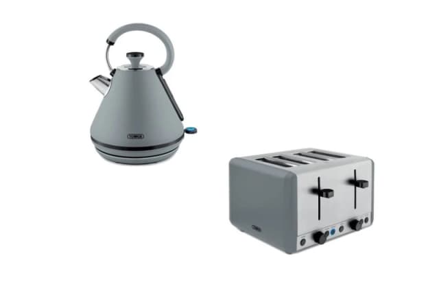 Tower Sera 1.7L 3KW Kettle & 4 Slice Toaster Grey with Smoked Black Trim Grey Unisex
