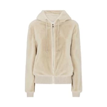 James Lakeland Faux Fur Bomber Jacket - Beige