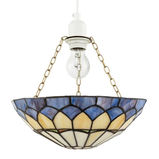 Happy Homewares Lavender Purple Stained Glass Domed Tiffany Pendant Shade with Chains Purple Unisex