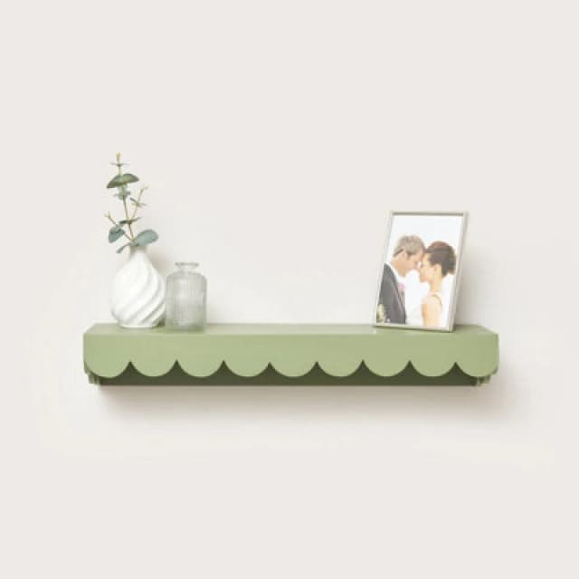 Melody Maison Green Scalloped Wall Storage Shelf - 61cm Green