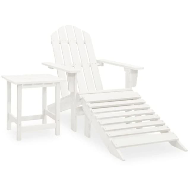 VIDAXL Garden Adirondack Chair with Ottoman&Table Solid Fir Wood White Vidaxl 8720286241103