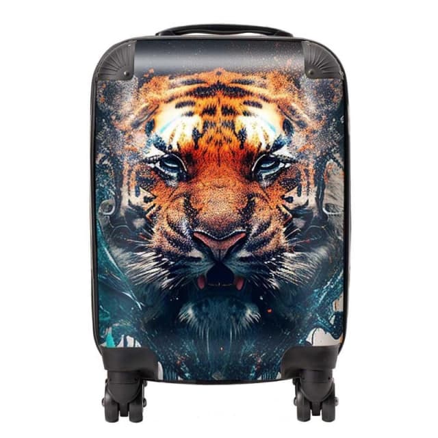 Warren Reed - Designer Tiger Face Splashart Suitcase in Brown Size: Large Brown Unisex Large