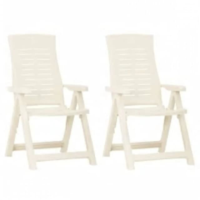 VIDAXL Garden Reclining Chairs 2 pcs Plastic White vidaXL 8720286314531