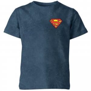 Superman Kids T-Shirt - Navy Acid Wash - 11-12 Years - Navy Acid Wash
