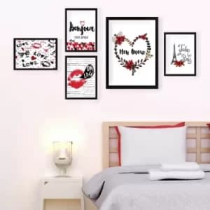SET_067 Multicolor Decorative Framed Painting (5 Pieces)