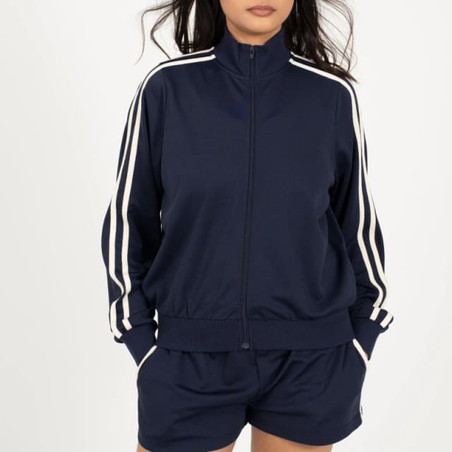 Brave Soul BS Womens Track Jacket with Side Stripe Detail Navy/Cream female 8 (XS)