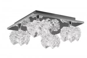 Flush Ceiling 4 Light G9 Square, Polished Chrome