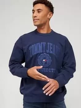 Tommy Jeans Reverse Slub Logo Sweatshirt - Twilight Navy, Twilight Navy Size M Men
