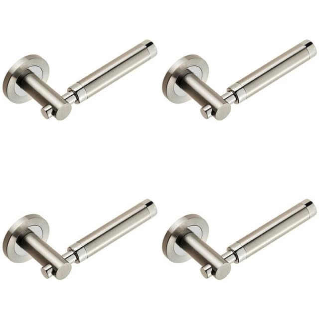 Loops 4x PAIR Sectional Round Bar Lever Concealed Fix Round Rose Polished Satin Steel Metallics