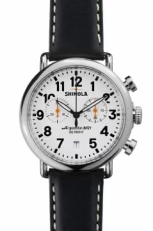 Mens Shinola Runwell Chrono 41mm Black Leather Strap Watch S0110000098