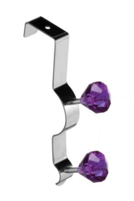 Premier Housewares Over Door Diamantes Double Hook Purple