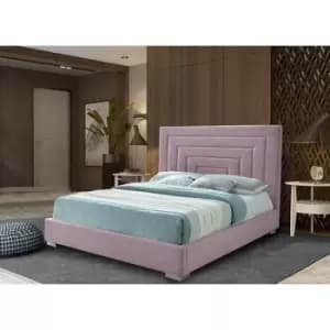 Lisso Upholstered Beds - Plush Velvet, Small Double Size Frame, Pink - Pink