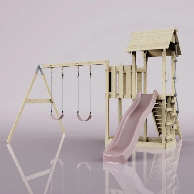 OutdoorToys PolarPlay Balcony Tower Kids Wooden Climbing Frame - Swing Elof Rose in Beige Beige Unisex