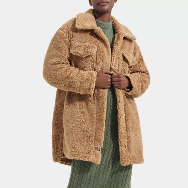UGG Frankie Fluff Faux Sheepskin Shirt Jacket - S