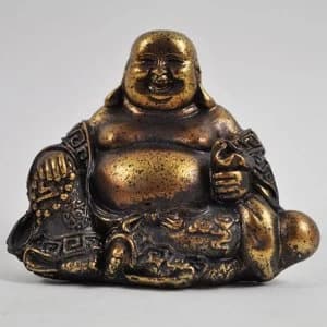 Antique Gold Small Laughing Buddha Resin Ornament 8cm