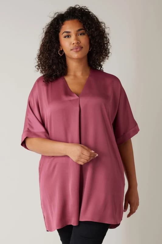 Evans Pleat Front Blouse Pink