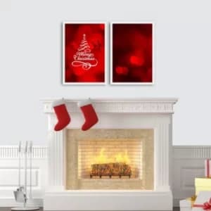 2PBCTNOEL-09 Multicolor Decorative Framed MDF Painting (2 Pieces)