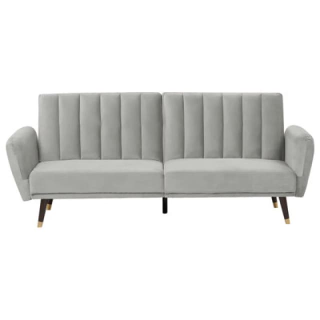 Beliani Sofa Bed 3 Seater Vimmerby Velvet Light Grey