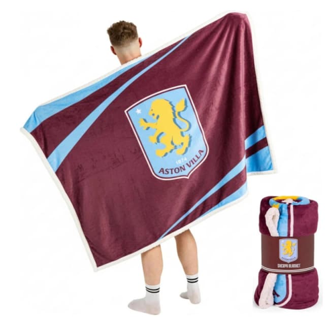 Team Aston Villa Officially Licensed Sherpa Fleece Blanket 152 x 117cm Aston Villa FC unisex One Size
