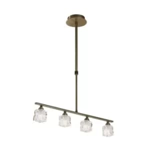 Ice Ceiling Pendant 4 Light G9 ECO Bar, Antique Brass