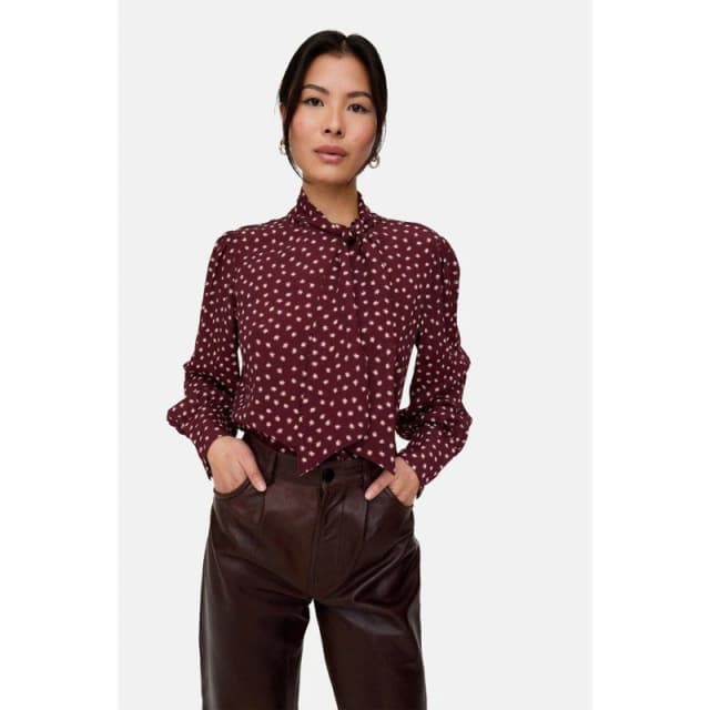 Lily and Lionel Lily Pussybow Star Print Blouse In Burgundy Red female 8 (XS)