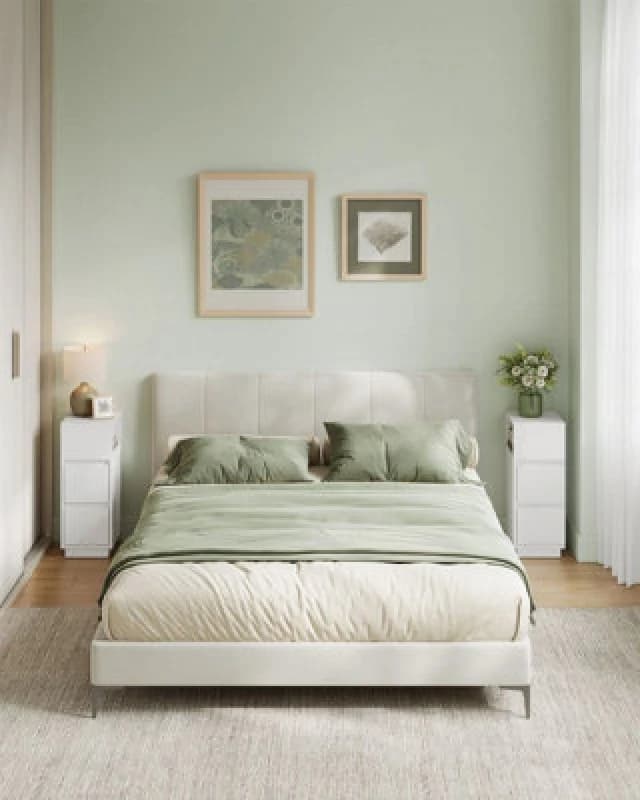 Songmics Set Of 2 Narrow Bedside Table With 2 Drawers, Open Compartment Left Or Right Flexible Mountable, Cloud White