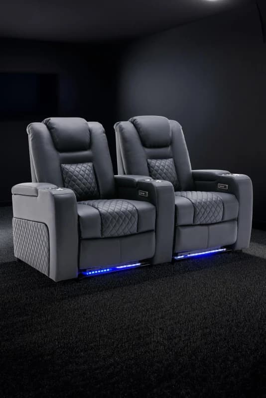 More4Homes Broadway 2 Seater Cinema Electric Recliner Chair USB Charging LED Base Black