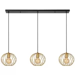 Lucide DANZA - Bar Pendant Light - 3xE27 - Matt Gold, Brass