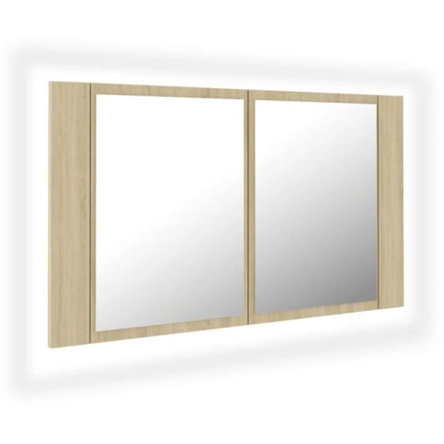 VIDAXL LED Bathroom Mirror Cabinet Sonoma Oak 80x12x45cm Acrylic vidaXL 8720286221525