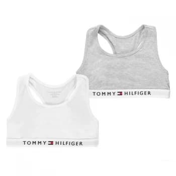 Tommy Hilfiger Girls 2 Pack Bralette - Grey White, Grey/White, Size Age: 8-10 Years, Women
