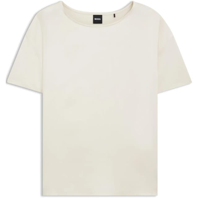 Boss Womens Esandy Tonal Logo Print T-Shirt Open White female 8 (XS)