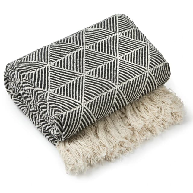 Emma Barclay Throw Blanket Cotton Scandi Zahra Black unisex 127x152cm