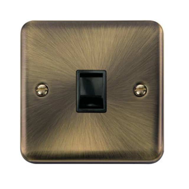 SE Home Curved Antique Brass Rj11 Socket Gold