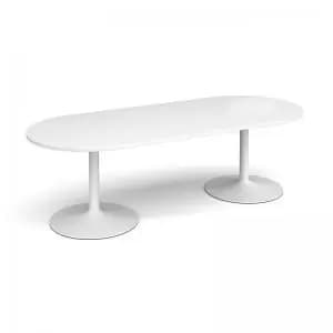 Trumpet base radial end boardroom table 2400mm x 1000mm - white base