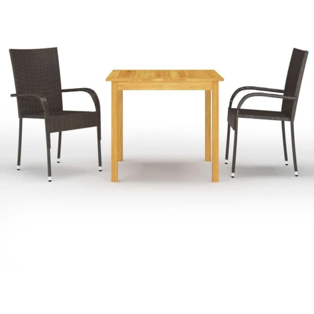 VIDAXL 3 Piece Garden Dining Set Brown vidaXL 8720286337448